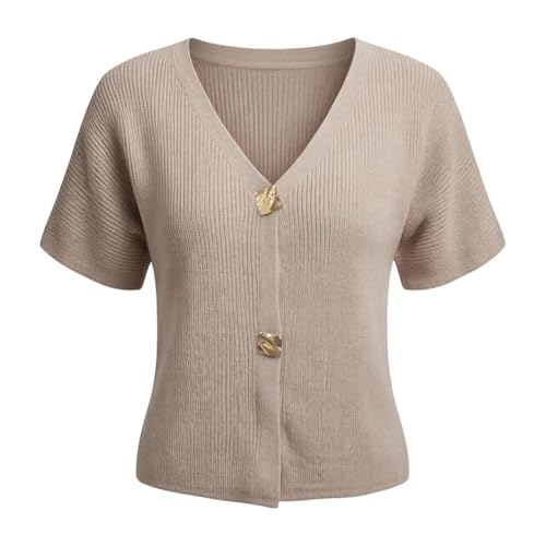 Cardigan mujer oversize comodo de manga corta para abrigarte con ligereza en la oficina 4