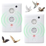 2026 Ultrasonic Bird Repeller & Bat Deterrent for Attic Woodpecker Deterrent for House Pigeon Repellent Indoor to Keep Birds Bats Away from Patio Rooftops Porch Balconies(2Pack)