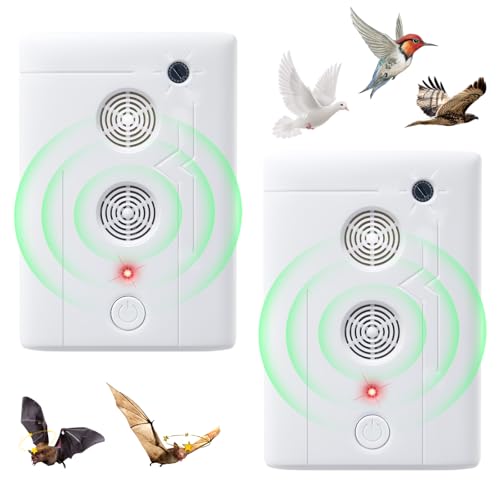 2026 Ultrasonic Bird Repeller & Bat Deterrent for Attic Woodpecker Deterrent for House Pigeon Repellent Indoor to Keep Birds Bats Away from Patio Rooftops Porch Balconies(2Pack)