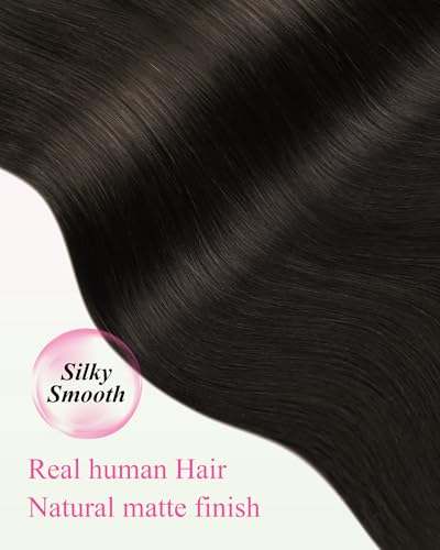 Image of YoungSee Dark Brown Tape in Extensions Brown Invisible Tape in Hair Extensions Human Hair Can be Heat-Styled Tape ins Human Hair Extension for First-time Users 50g 16 Inch 20pcs