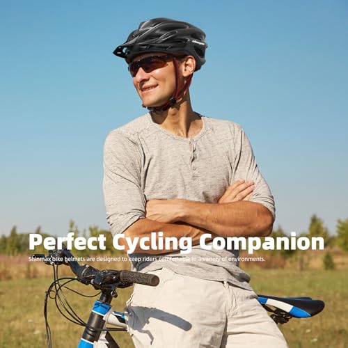 Shinmax Bicycle Helmet with Safety LED Light, CE Certified Bike Helmet Adjustable Mountain & Road Cycle Helmet for Men Women Adult Cycling Helmet with Detachable Visor Backpack Lightweight MTB Helmet - Image 5