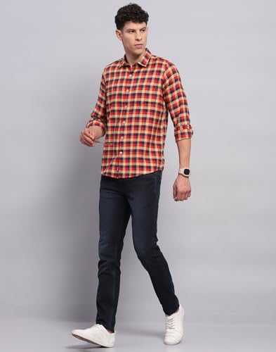 Image of Monte Carlo Mens Checkered Collared Neck Full Sleeve Shirt (2240401329FS)