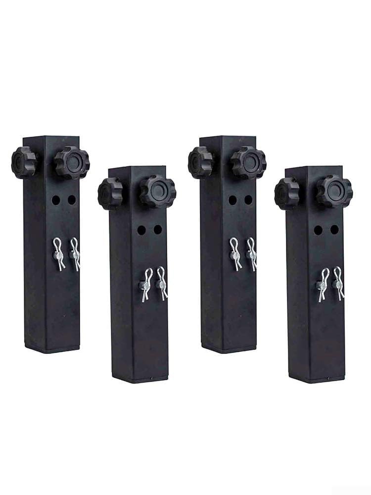 Extensores de patas de mesa plegables con 4 pernos y pasadores de goma, paquete de 4 elevadores de muebles ajustables en altura para patas de mesa, fácil instalación y estabilidad