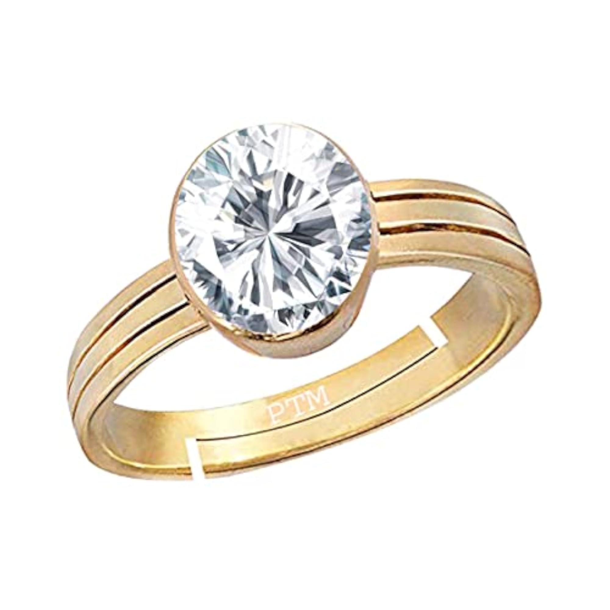 Adjustable American Diamond Certified Gemstone Gold Plated Ring