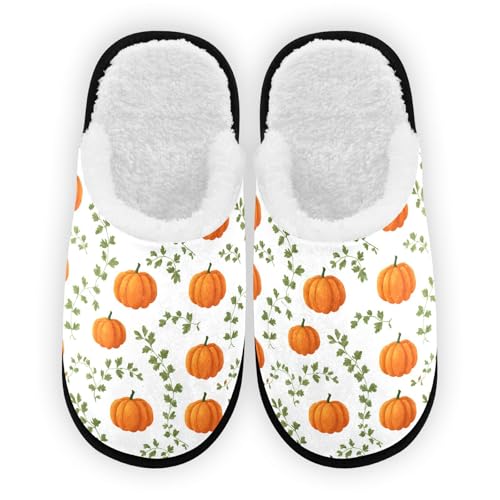 Retro Autumn Yellow Pumpkin Slippers For Women Men Soft Memory Foam Non-Slip Hallowmas Winter Indoor House Shoes Travel Slipper