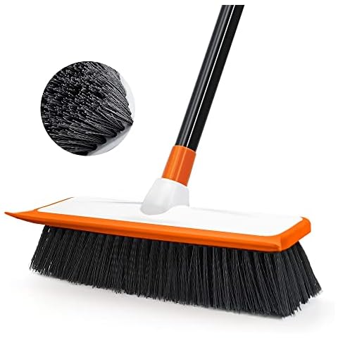 JEHONN Floor Scrubbing Brush 138CM Telescopic Long Handle Garden Patio Deck Cleaning Brush Stiff Broom Scrubber with Squeegee, Indoor Outdoor sweeping brush for Bathroom, Shower Wall, Swimming Pool Cover
