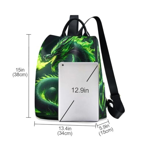 Image of SUABO Green Fire Dragon Women Backpack Purse Anti-theft Casual Shoulder Bag Fashion Ladies Bags