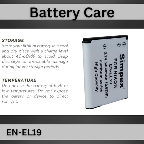 Image of SIMPEX EN-EL19 Lithium Ion Rechargable Camera Battery for Nikon Camera