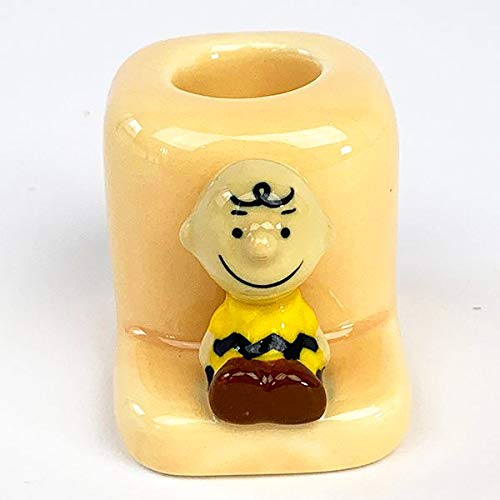 マリオクラフト スヌーピー チャーリー・ブラウン S チャーリー・ブラウン フィギュア付き 歯ブラシスタンド 歯ブラシ立て オレンジ W40×H43×D60mm