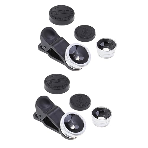 2pezzi Obiettivo Per Smartphone Lente Grandangolare Super Angle Macro e Fisheye Con Clip Per Fotocamera Mobile Compatibile Con e Altri Modelli wide argento