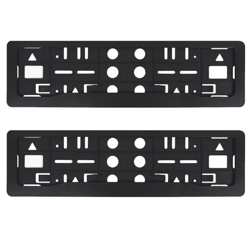 Image of KINGSWAY Black Car Number Plate Frames (Front and Rear), Brick Design Car Registration Plate Holders for All Cars, Car Licence Plate Covers, Universal Fit, Standard Size 51.5 x 14.5 cm