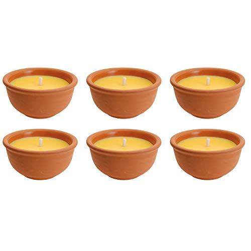 Preisvergleich Produktbild Koopman International Zitronella Kerze Wachs, Terrakottatopf, Natur 13 x 13 x 6,5 cm, gelb (6 Stück)