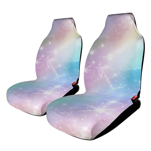 Rainbow Starry Sky Blue Purple Car Seat Covers Universal Car Front Seats Protector Auto Interior Accessories 2PCS
