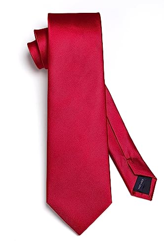 Image of HISDERN Mens Solid Color Ties Formal Satin Necktie and Pocket Square Set Classic Wedding Business Tie & Handkerchief