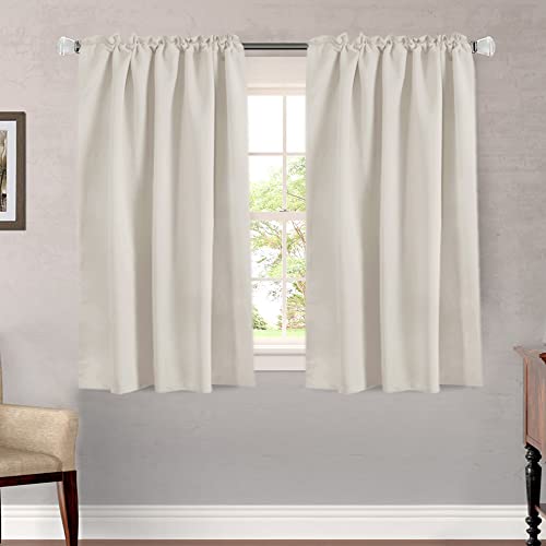 Image of H.VERSAILTEX Light Reducing Curtains Thermal Insulated Window Treatment Panels Room Darkening Privacy Assured Drapes for Living Room Back Tab /Rod Pocket Bedroom Drapes 2 Panels, Ivory - 52 x 54 Inch