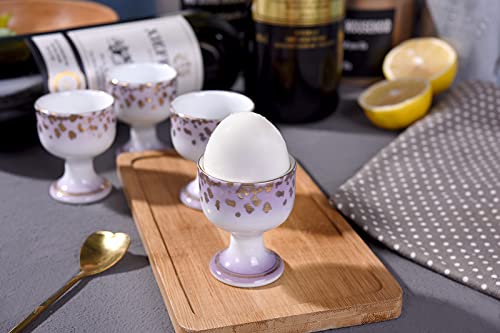 Image of Cinf Ceramic Egg Cup 4 Pack Porcelain Egg Holder Breakfast Boiled Egg Cooking Tools Stable and Easy to Clean Childhood Memories Table Decoration Kitchen Gifts