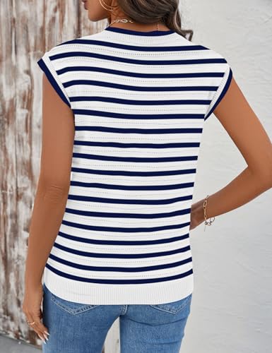 Image of AKEWEI Sweater Vest Women Sleeveless Knitted V Neck Cap Sleeve Pullover Tank Tops 2025 Summer Fall Fashion Causal Trendy
