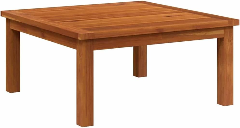Square Garden Lounge Table, Solid Acacia Wood Outdoor Coffee Table for Patio, Balcony and Backyard, Weather Resistant Modular Low Profile Table, Brown