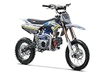 Trailmaster JHL Pro Series TM MK125S Dirt Bike Electric Start, Extended Frame, 14 inch Front tire, 29.5 seat Height, Semi-Auto Trans (Blue)