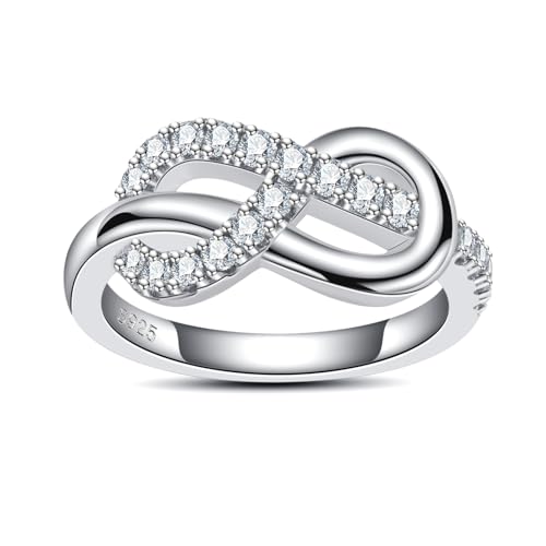 Moissanite Engagement Statement Rings D Color VVS1 Clarity 925 Sterling Silver Double Infinity Love Knot Moissanite Wedding Promise Intertwined Ring for Women with Certificate