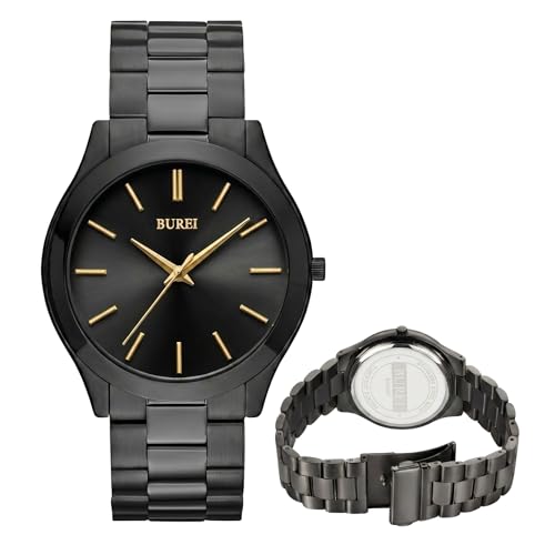 Image of BUREI Men's Wrist Watch, Analog Stainless Steel Dress Waterproof Quartz Watch for Men with Japanese Movement,Refined Gifts for Men, Boyfriend, Husband, Dad