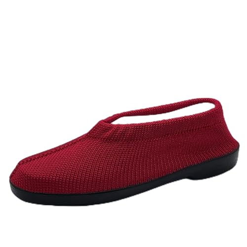 Zapatos portugueses de punto para mujeres, hombres y niños, poliamida/nailon, zapatillas negras, Rojo Rojo, 35 EU