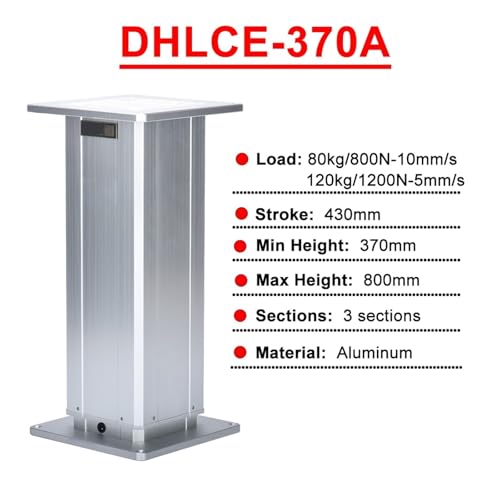 Columna de elevación eléctrica 1200N con controlador, altura ajustable de 275 mm a 430 mm, capacidad de carga de 80 kg/120 kg, elevación de plataforma para uso doméstico y de oficina