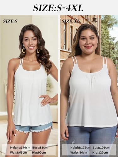 Image of Camisoles for Women with Built in Bra Adjustable Strap Tank Tops Cami Sleeveless Summer Tops for Workout Sleeping Traveling