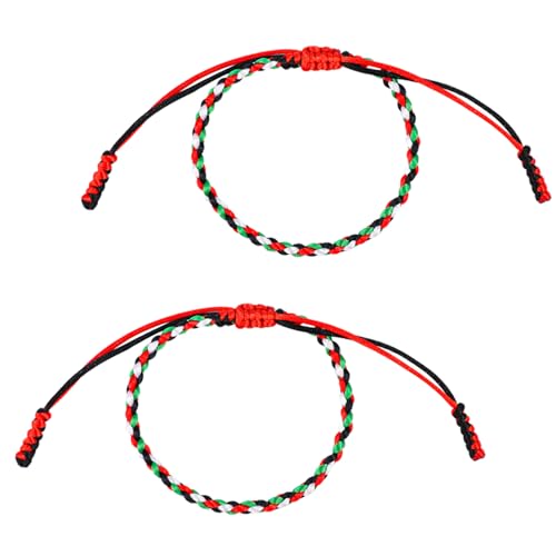 2pcs Palestine Handmade Bracelets, Adjustable Palestine String Bracelet Thin-Styled Braided Bracelet Palestine Flag Bracelet Rope Wrap Wristband for Men Women