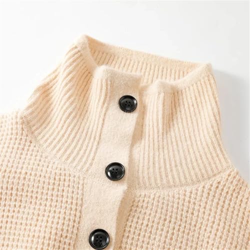 Men Button-Down Hight Collar Sweater Solid Thick Knit Cardigan Loose Long Sleeve Knit Outwear3