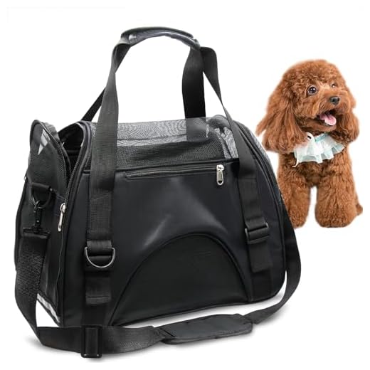 Trasportín de Viaje para Mascotas para Gatos Perros Conejos Hámster, Homologado para Aerolíneas Laterales Blandos Bolsa de Transporte para Perritos, Gatitos (L - 53x28x35 cm for MAX 7KG Pet, Negro)