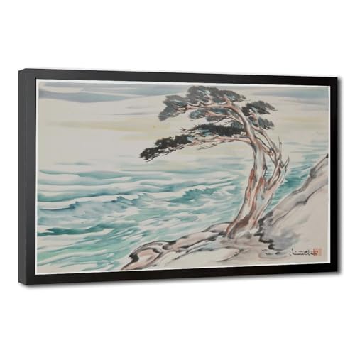 Impression sur toile cyprès solitaire Chiura Obata décoration murale cadre suspendu 20x30