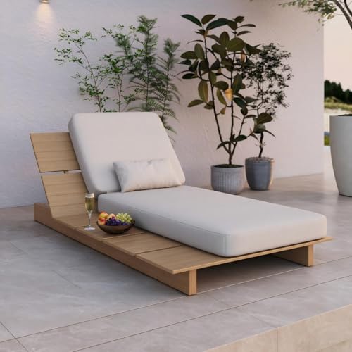 Acanva Patio Chaise Lounge Chair Outdoor with Comfy Cushion