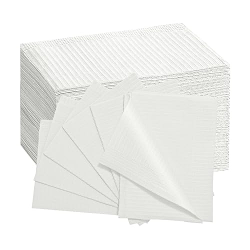 Dental Patient Bibs Disposable Waterproof Dental Paper Bibs 50 PCS 13 x 18 - 3 Ply Tattoo Bib Sheet Dentist Napkin Nail Paper Towels for Dental Office Tattoo Shop and Beauty Salon - White