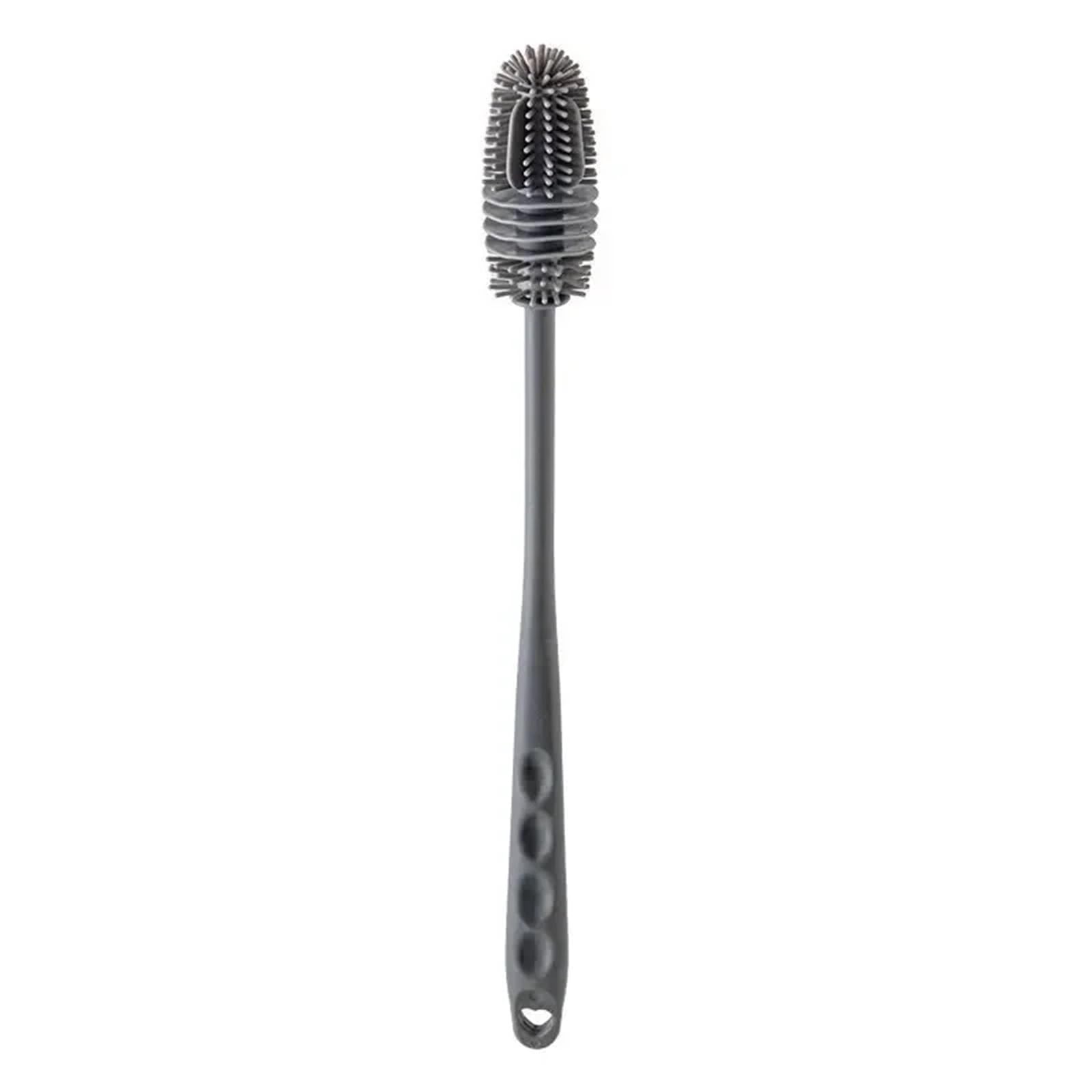 Baby bottle cleaning brush， Bottle Brush Silicone Long Handle Clean. Kitchen Glass Cup Grey White 1/2pcs(Grey,1pc)