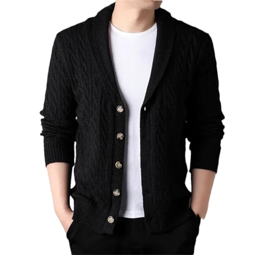Men's V-Neck Retro Long-Sleeved Cardigan Casual Twisted Sweater Knitted Cardigan4