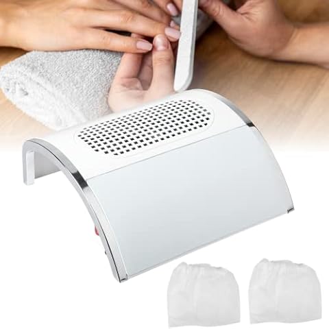 Nail Art Vacuum Cleaner Nail Dust Collector 80W Strong Suction Nail Vacuum Cleaner Manicure Tool Nail Fan Suction Machine for Nail Art Salon Cleaning Devices with 2 Dust Collection Bags Cover