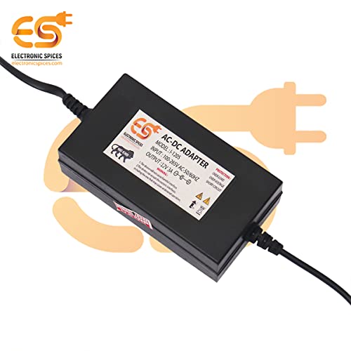 Image of Electronic Spices 12V 3A DC Power Supply Adapter with Male Plug pin Connector (5.5mm x 2.5mm) Pack of 1pcs