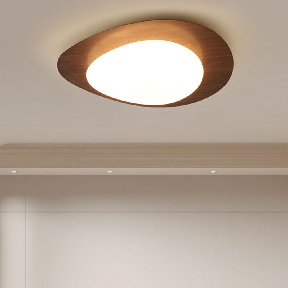 Lampa sufitowa w stylu vintage do sypialni głównej, wykończenie orzechowe, wpuszczana płaska lampa sufitowa z pilotem, idealna do pralni, kuchni, przedpokoju lub salonu (zestaw 1 sztuki).