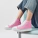 hash bubbie High Top Sneakers for Women Classic High Tops Canvas Shoes Lace up Women's Fashion Sneaker(Bright Pink,US8W/US6M)