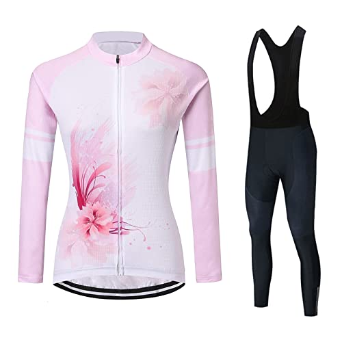 ASNHJH Conjunto de roupas femininas de ciclismo quente à prova de vento manga comprida + calça acolc
