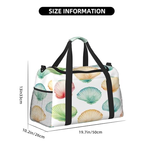 Colored Ocean Seashell Duffle Bag Travel Duffel Bags for Men Women Waterproof Gym Overnight Weekender Bag Carry on Tote Bag3