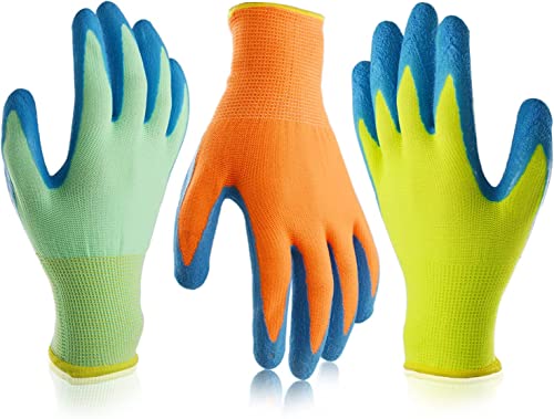 Guantes de jardinería para niños antideslizantes y flexibles color naranja
