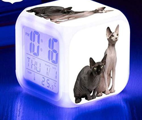 Niedliche Katze Anzeige LDC Uhr Temperatur/Kalender Nette Katze drucken LED Wecker Kinderspielzeuguhr LED Digitale Digitalkamera DarkKhaki