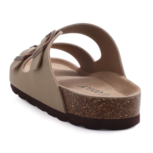 Image of ODOLY Unisex Comfortable Cork Footbed Slide Sandals with Arch Support | Adjustable Buckle, Lightweight Summer Sandals for Travel and Everyday Wear