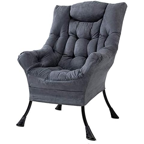 Explore Land Living Room Single High Back Lazy Chair Modern Upholstered Accent Chair (Dark Grey) Cover