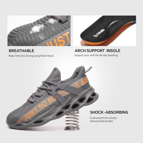 Image of Furuian Steel Toe Shoes for Men Women Slip On Comfortable Safety Shoes