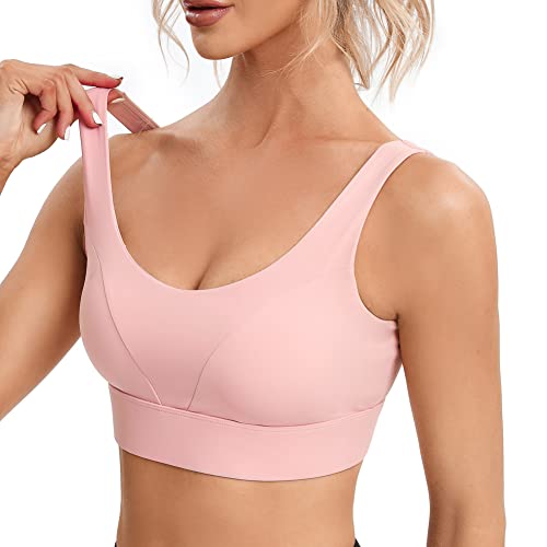 Zzlymini Padded Push Up Sports Bras For Women High Support Yoga Training Workout Athletic Tank Tops (M, Light Pink) #TOP6