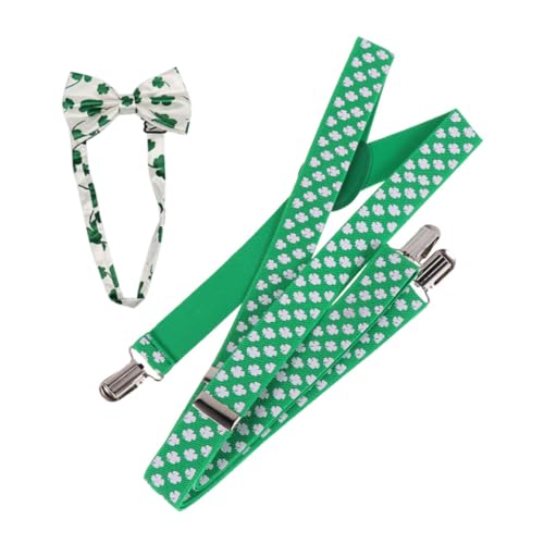 GALPADA 4-leaf Tie Set Party Suspender Bow Tie Suspenders for Patricks Day Attire