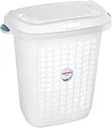Cesto de Roupa Plástico 46,4 Litros com Tampa Lavanderia Banheiro Branco - 265 Sanremo